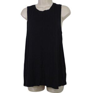 Double Zero Black Sleeveless Loose Fit Tank Top Women Size L Rayon Spandex Blend